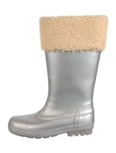 Pre-owned Ugg Rubber Rain Boots In Silver