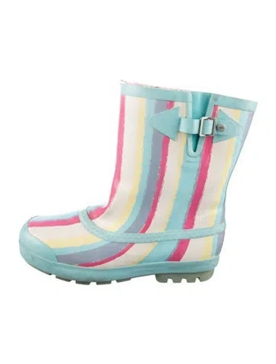 Pre-owned Ugg Rubber Striped Rain Boots In Blue