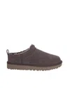 Ugg Classic Shearling-lined Suede Slip-on Flats In Gray