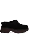 Ugg Womens Faux Fur Lined Leather Clogs In Nero