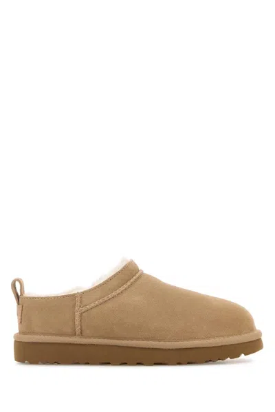 Ugg Sand Beige Mutton Leather Classic Micro Boots In Multi