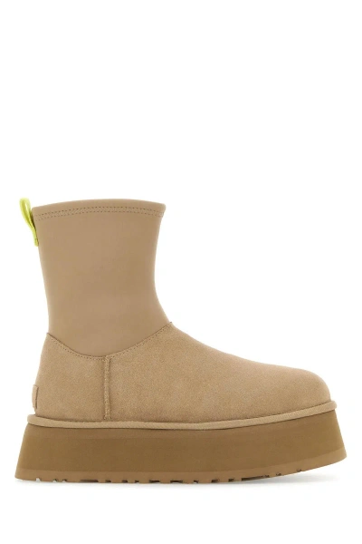 Ugg Sand Suede And Fabric Classic Dipper Ankle Boots In San Sand