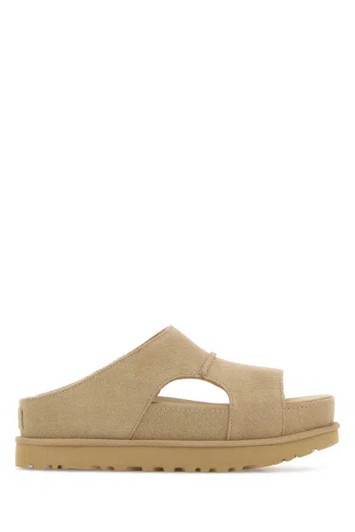 Ugg Sand Suede Goldenstar Slippers In Brown