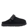 Ugg Chic Sheepskin Sandals With Adjustable Strap And Cushioned Sole In Black