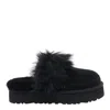 Ugg Disquette Chalet Suede And Sheepskin Slippers In Black