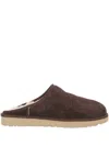 Ugg Mens Classic Shaggy Suede Slippers Dark Brow In Burnt Cedar