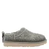 Ugg Micro Biarritz Braided Leather-trimmed Brushed-suede Slippers In Gray