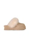 Ugg Sandcastle Suede Slip-on Flats With Plush Shearling Collar In Brown