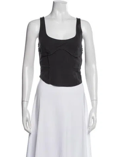 Pre-owned Ugg Scoop Neck Sleeveless Crop Top In Black