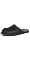 Ugg Scuff Leather Slippers Black In Black