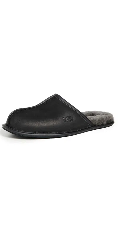 Ugg Scuff Leather Slippers Black