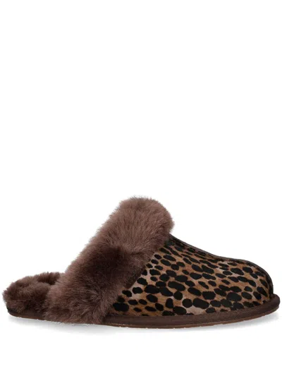 Ugg Scuffette Leopard Cozy Slippers In Burnt Cedar