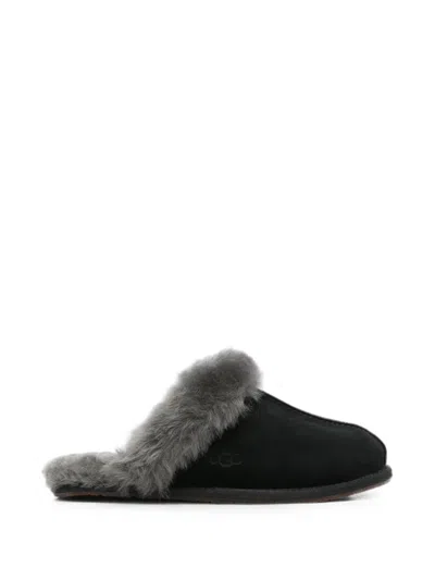 Ugg Scuffette Ii Shearling-trim Leather Mules In Black