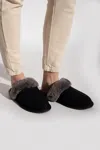 Ugg Scuff Sis Slippers In Shearling With Fur Trim In Black