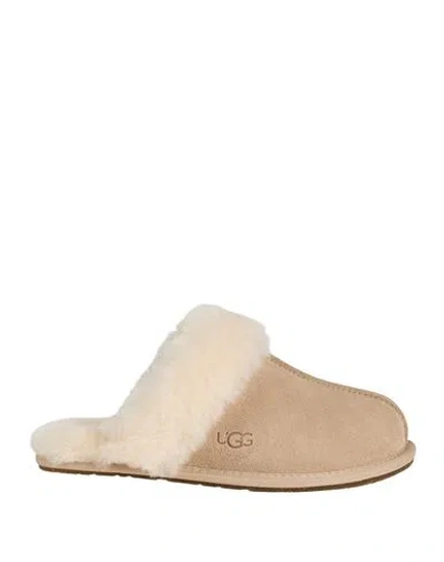 Ugg Scuffette Ii Woman House Slipper Beige Size 5 Leather, Shearling In Sand