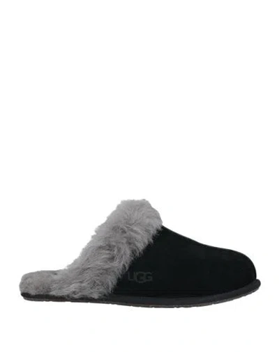 Ugg Scuffette Ii Woman House Slipper Black Size 7 Leather, Shearling