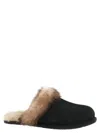 Ugg Leather Fur-lined Round-toe Flat Mules In Black