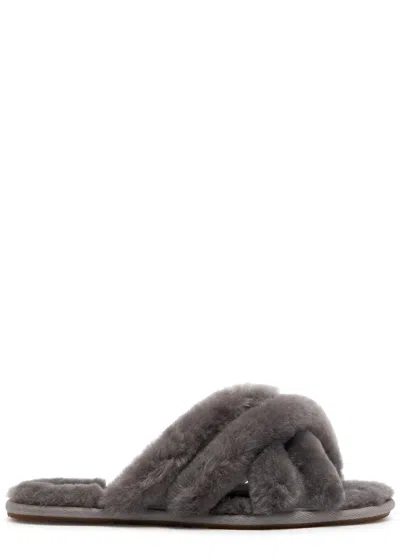 Ugg Scuffita Shearling Slippers In Charcoal
