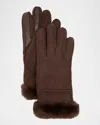 Ugg Seamed Touchscreen Shearling-lined Gloves In Burnt Cedar