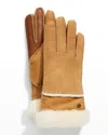 Ugg Seamed Touchscreen Shearling-lined Gloves In Chesnut