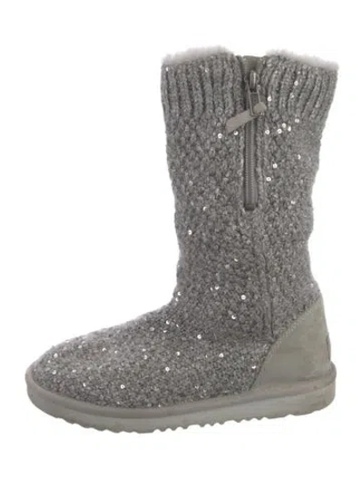 Pre-owned Ugg Sequin Embellishments Sock Boots In Gray