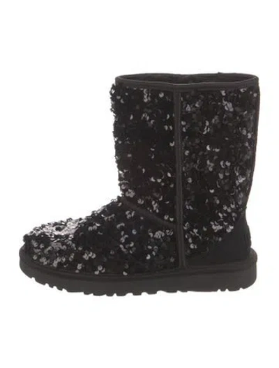 Pre-owned Ugg Sequins Combat Boots In Silver