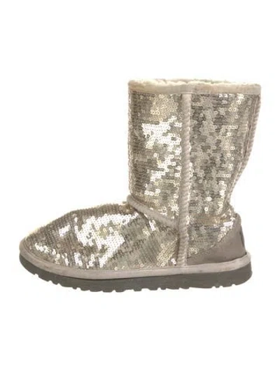 Pre-owned Ugg Sequins Fur Trim Boots