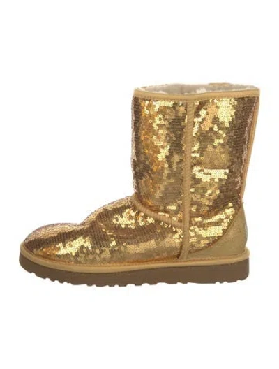 Pre-owned Ugg Sequins Fur Trim Boots