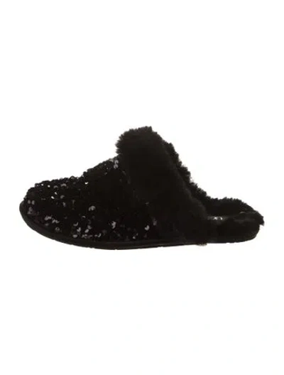 Pre-owned Ugg Sequins Fur Trim Mules In Multi