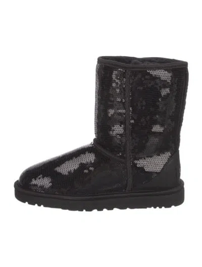 Pre-owned Ugg Sequins Glitter Accents Combat Boots In Black