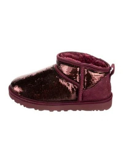 Pre-owned Ugg Sequins Lace-up Boots In Purple