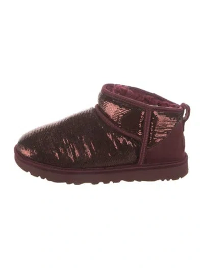 Pre-owned Ugg Sequins Lace-up Boots In Purple