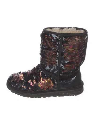 Pre-owned Ugg Sequins Patterned Boots In Black/metallic