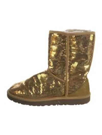 Pre-owned Ugg Sequins Patterned Boots In Gold/metallic