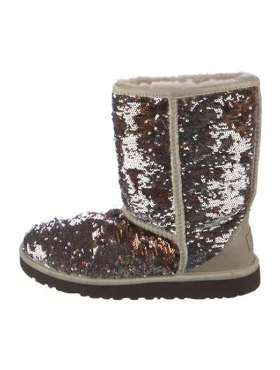Pre-owned Ugg Sequins Patterned Boots In Metallic/silver