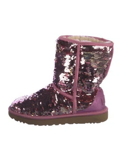 Pre-owned Ugg Sequins Patterned Boots In Pink