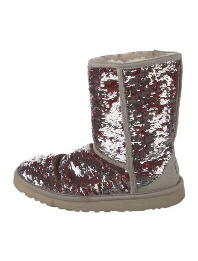 Pre-owned Ugg Sequins Patterned Boots In Silver