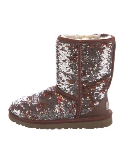 Pre-owned Ugg Sequins Printed Boots In Brown