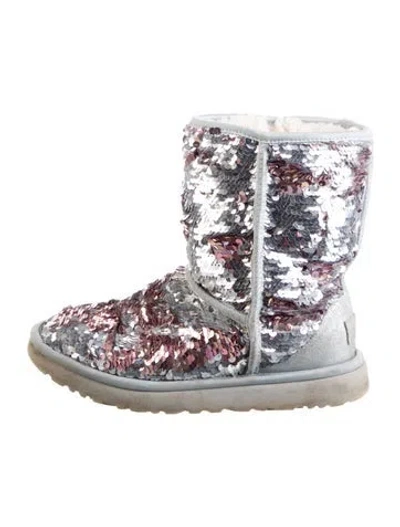 Pre-owned Ugg Sequins Printed Combat Boots In Blue