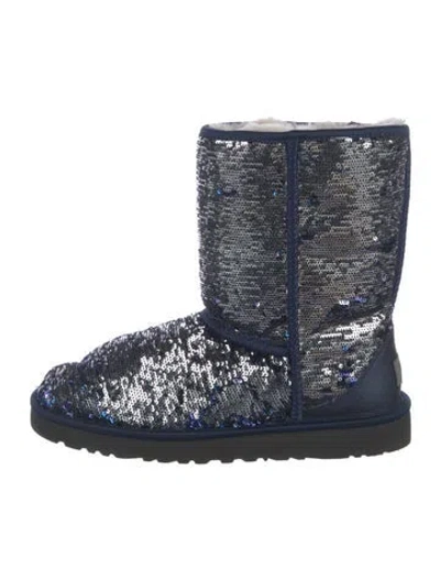 Pre-owned Ugg Sequins Sequin Embellishments Boots In Blue
