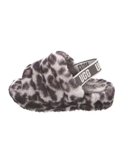 Pre-owned Ugg Shearling Animal Print Sandals In Purple