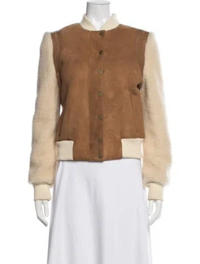 Pre-owned Ugg Shearling Bomber Jacket In Brown