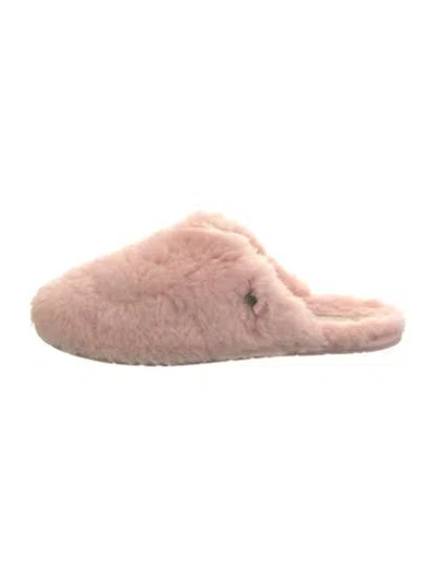 Pre-owned Ugg Shearling Bow Accents Slippers In Pink