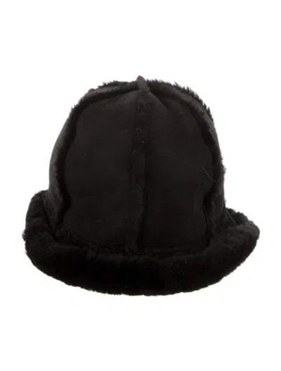 Pre-owned Ugg Shearling Bucket Hat In Black