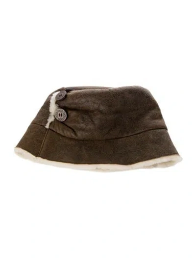 Pre-owned Ugg Shearling Bucket Hat In Brown