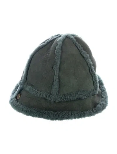 Pre-owned Ugg Shearling Bucket Hat In Green
