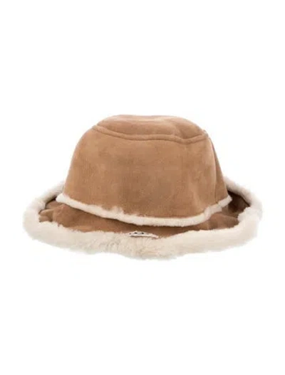 Pre-owned Ugg Shearling Bucket Hat W/tags In Neutral