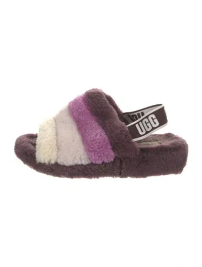 Pre-owned Ugg Shearling Colorblock Pattern Slingback Sandals In Purple