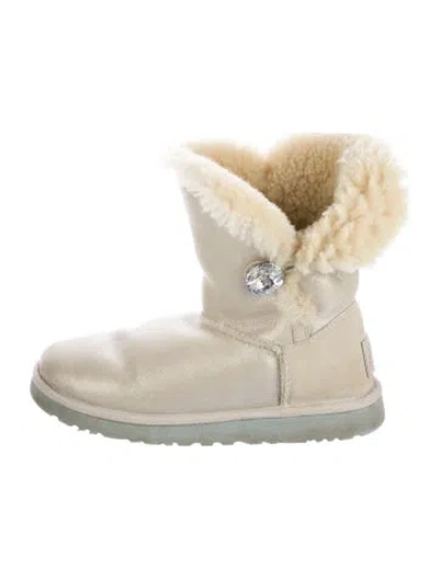 Pre-owned Ugg Shearling Crystal Embellishments Boots In Neutral