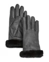 Ugg Shearling Cuff Tech Gloves In Gray